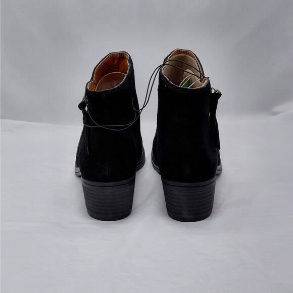 White Mountain Womens Ankle Boots Sz 7.5 Black Suede Block Heel Coastal Cowgirl - Picture 5 of 10